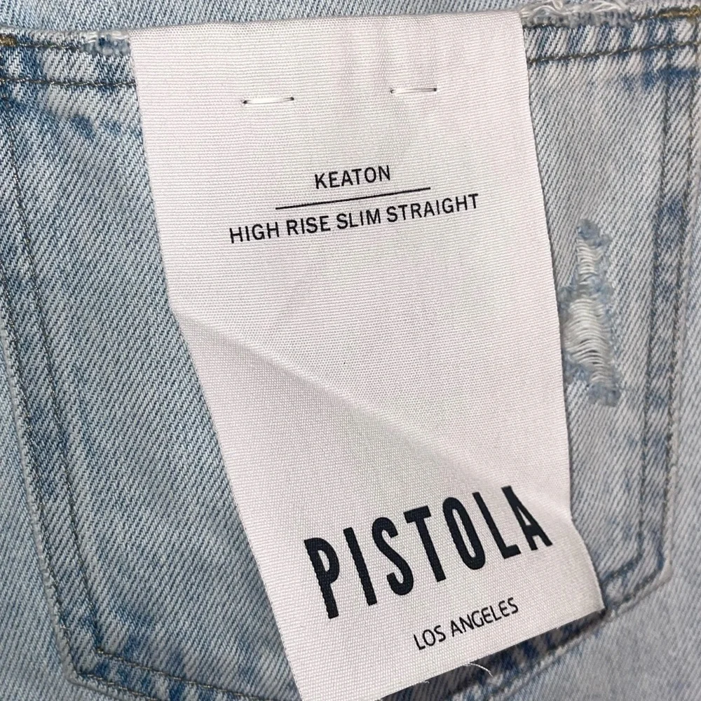Pistola x Revolve Keaton High Rise Light Wash Distressed Slim Straight Jeans 28